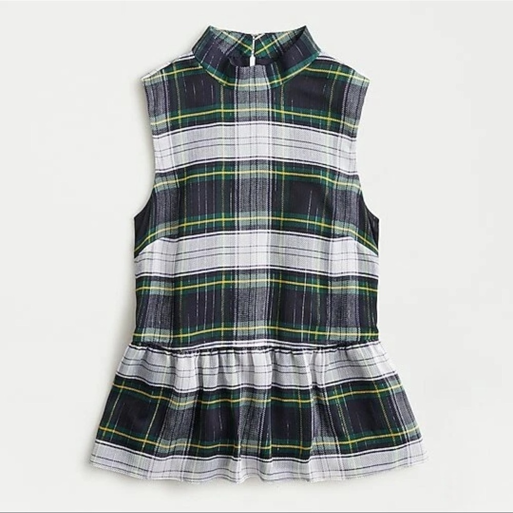 Plaid Sleeveless plaid  Peplum Top xs